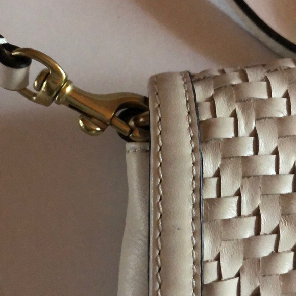 NWT Authentic Coach Purse Woven Leather Cream - Picture 3 of 12